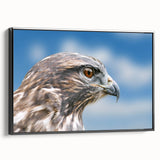 Framed wall art featuring a stunning birds of prey design on a textured canvas, showcasing vibrant colors and intricate details, ideal for nature enthusiasts and home decor.