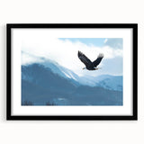 Framed wall art showcasing a captivating birds of prey design in striking black and white, ideal for bird lovers and modern decor enthusiasts. The artwork is beautifully matted, enhancing its aesthetic appeal and making it a perfect statement piece for any living space.