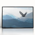 Framed acrylic wall art featuring a bold bird design in vibrant colors, showcasing intricate details and a sleek black frame, perfect for modern decor.