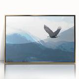 Framed acrylic wall art featuring a striking design of birds of prey, showcasing intricate details and a gold frame, perfect for enhancing any modern interior decor.