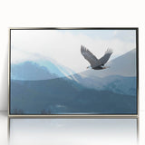 Framed wall art featuring a striking design of birds of prey, showcased in a sleek silver frame, perfect for modern home decor. Ideal for nature lovers and art enthusiasts.