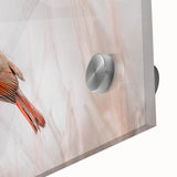 Close-up of vibrant cardinal bird wall art design featuring rich reds and intricate details, suitable for home decor or nature-themed spaces.