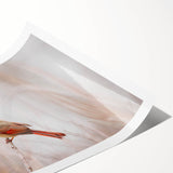 Vibrant rolled print of a cardinal bird wall art design, showcasing intricate details and bold colors, perfect for home decor and nature enthusiasts.