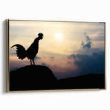 Framed wall art showcasing a modern chicken design on a textured canvas, featuring a gold frame. Ideal for adding a unique touch to contemporary home decor.