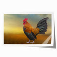 Colorful wall art print featuring whimsical chicken designs, perfect for rustic decor, showcasing vibrant colors and playful illustrations on a rolled canvas. Ideal for adding charm to kitchens or dining areas.