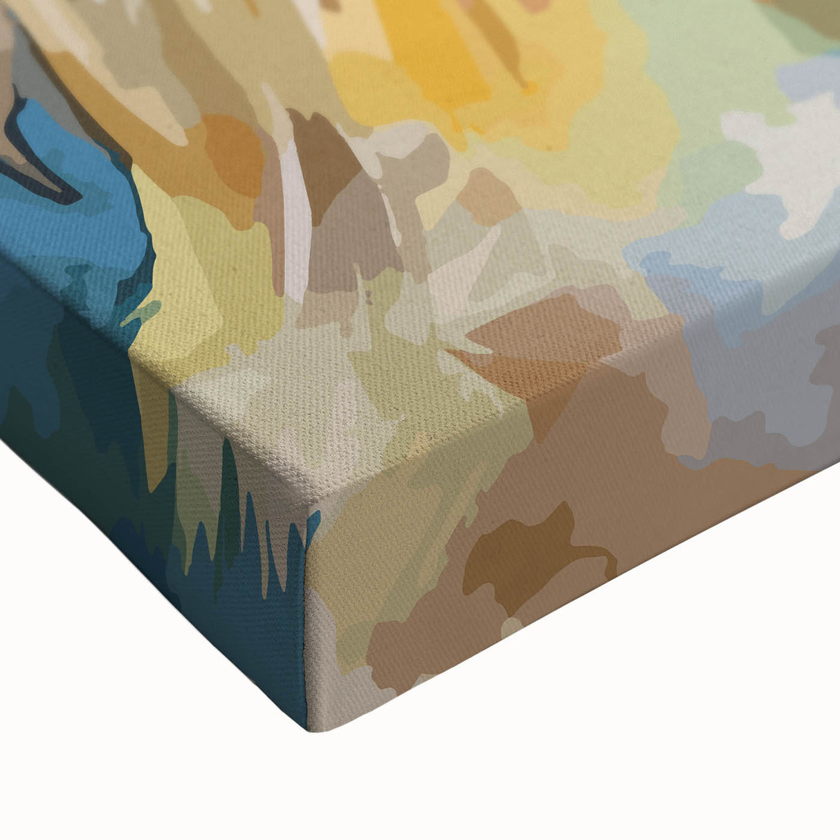 Close-up of a vibrant stretched canvas featuring a whimsical chicken design, perfect for home decor or farm-themed art collection. The colorful artwork highlights intricate details and textures, adding a playful touch to any room.