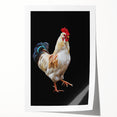 Vibrant rolled wall art print featuring a whimsical chicken design with rich colors, perfect for adding a playful touch to home decor or children's rooms.