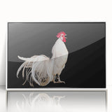 Framed wall art featuring a whimsical chicken design, showcasing vibrant colors against a white background, perfect for adding a playful touch to home decor.