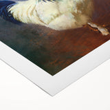 Rolled canvas featuring a vibrant chicken design in a colorful, abstract style, ideal for home decor or kitchen art, showcasing intricate details and vivid hues.