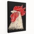 Charming wall art canvas featuring a whimsical chicken design in vibrant colors, showcasing playful bird illustrations perfect for adding a touch of fun to home decor.