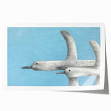 Elegant rolled print showcasing a detailed crane design in soft pastel colors, perfect for enhancing home decor. Ideal for art enthusiasts and nature lovers.
