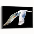 Framed wall art featuring an elegant crane design on a textured canvas, showcasing a black frame and side view, perfect for enhancing modern home decor.
