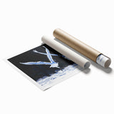 Stunning rolled print of a crane design wall art piece, showcasing intricate details and vibrant colors, ideal for adding elegance to any modern decor.