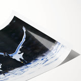 Elegant rolled print of a crane design wall art, showcasing intricate details and vibrant colors, ideal for modern home decor. Packaged securely in a cardboard tube.