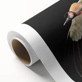Elegant rolled canvas artwork showcasing a vibrant crane design in intricate detail, perfect for enhancing home decor, presented in a protective cardboard tube.
