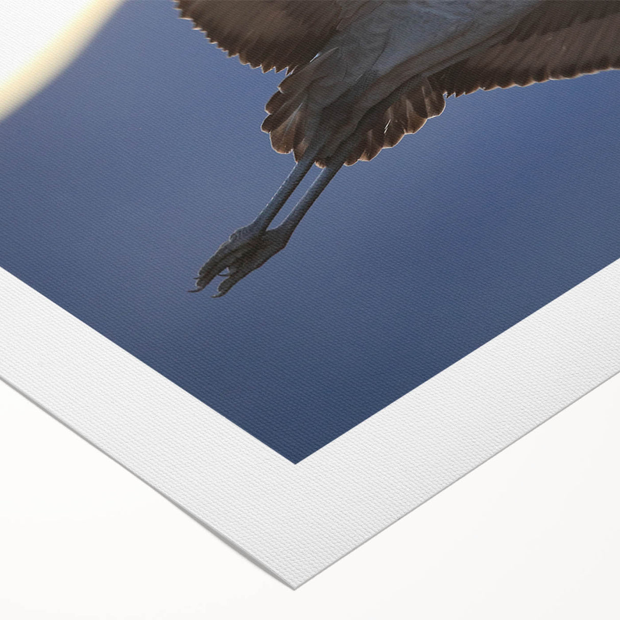 Rolled canvas artwork showcasing an elegant crane design, featuring intricate details and soft colors, ideal for enhancing modern home decor or office settings.