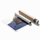 Elegant rolled print showcasing a crane design in soft pastel colors, ideal for modern home decor. Perfect for adding a touch of nature-inspired art to any room.