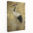 Elegant stretched canvas wall art showcasing a serene crane design, perfect for modern decor. The piece features soft hues and fine detailing, ideal for enhancing any living space.