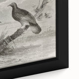 Close-up of a framed canvas wall art featuring a graceful crane design, showcasing vibrant colors and intricate details, perfect for modern home decor.