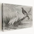 Elegant stretched canvas wall art featuring a serene crane design in soft pastel colors, perfect for enhancing home decor and creating a calming atmosphere.