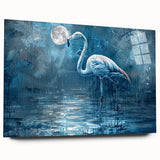 Elegant wall art featuring a crane design printed on acrylic glass, showcasing vibrant colors and intricate details, ideal for modern home decor or artistic spaces.