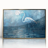 Framed wall art showcasing an elegant crane design in gold-accented acrylic, perfect for modern home decor. The piece adds sophistication and charm to any room setting.