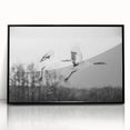 Framed wall art featuring a striking crane design in black acrylic, showcasing intricate details and elegant lines, ideal for modern home decor.