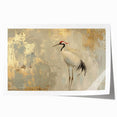 Elegant rolled wall art print featuring a crane design, showcasing intricate details in shades of blue and gold, perfect for enhancing modern home decor.