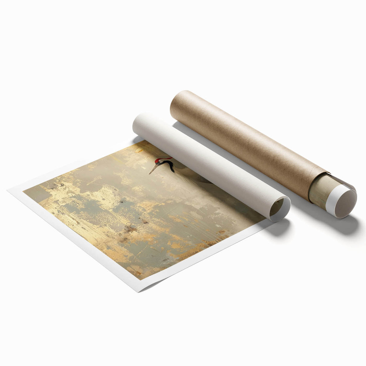 Elegant wall art featuring a crane design in soft pastel colors, showcasing intricate details and a serene aesthetic, ideal for enhancing modern home decor.