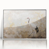 Framed wall art featuring an elegant crane design in white acrylic, showcasing delicate details and a modern aesthetic, perfect for enhancing any contemporary space.