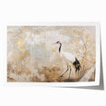 Elegant rolled print of a crane design from the Birds Crane Wall Art Collection, showcasing intricate details and vibrant colors, ideal for home decor enhancement.