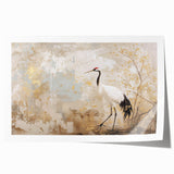 Elegant rolled print of a crane design from the Birds Crane Wall Art Collection, showcasing intricate details and vibrant colors, ideal for home decor enhancement.