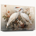 Elegant wall art featuring a side view of a crane design, crafted from acrylic glass and showcased with stylish pins, perfect for modern decor. The artwork combines vibrant colors and intricate details, enhancing any space with a touch of sophistication and nature-inspired design.