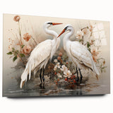 Elegant wall art featuring a side view of a crane design on acrylic glass, showcasing vibrant colors and intricate details, perfect for modern home decor.