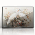 Framed wall art featuring a striking crane design in black acrylic, showcasing elegant lines and vibrant colors, perfect for modern home decor.