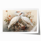 Elegant crane design wall art print showcasing intricate details and vibrant colors, offered in a rolled format for easy framing. Ideal for enhancing modern home decor.