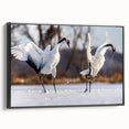 Framed wall art featuring a stylish crane design in black and white, showcasing elegant lines and intricate details, perfect for modern home decor.