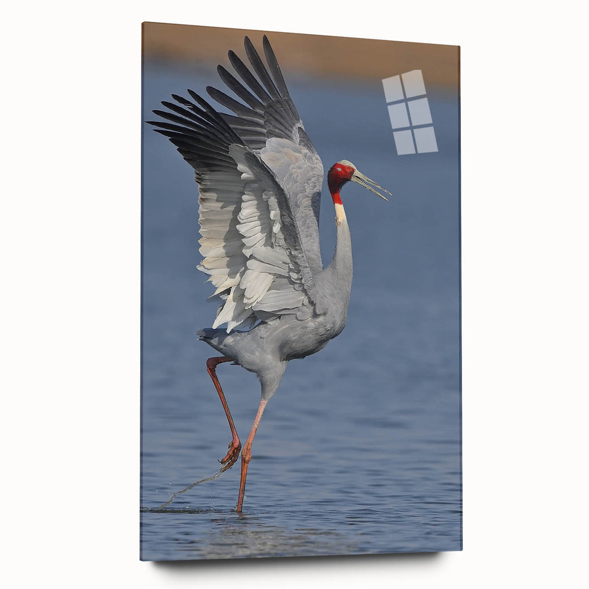 Elegant wall art featuring a crane design made of acrylic glass, displayed in a side view without pins. Ideal for modern home decor, showcasing vibrant colors and intricate details.