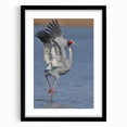 Framed wall art featuring an elegant crane design in black, with a sleek mat and frame, perfect for enhancing modern home decor and adding artistic flair.