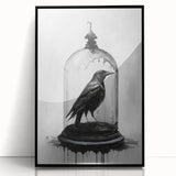 Framed wall art featuring a striking black crow and raven design, showcasing intricate details and vibrant colors on acrylic, ideal for modern decor.