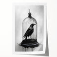 Artistic rolled print showcasing a detailed design of a crow and raven, featuring intricate illustrations and vibrant colors, ideal for bird lovers and home decor enthusiasts.