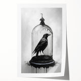 Artistic rolled print showcasing a detailed design of a crow and raven, featuring intricate illustrations and vibrant colors, ideal for bird lovers and home decor enthusiasts.