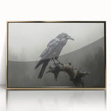 Framed wall art design showcasing a crow and raven in a striking gold-acrylic finish, perfect for modern home decor. Ideal for bird enthusiasts and art lovers.