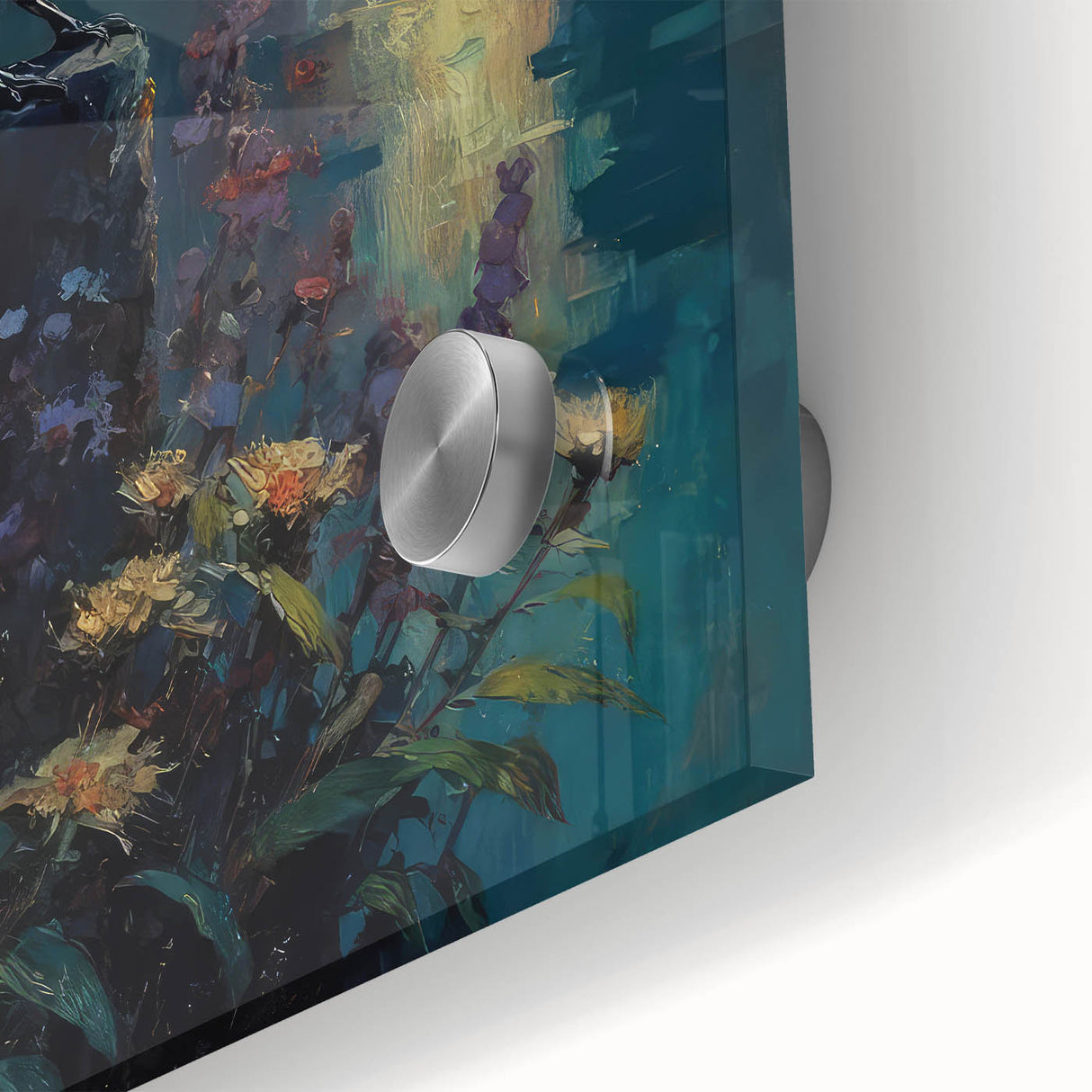 Close-up of a striking wall art piece featuring a crow and raven design, showcasing intricate details on acrylic glass, ideal for modern home decor.