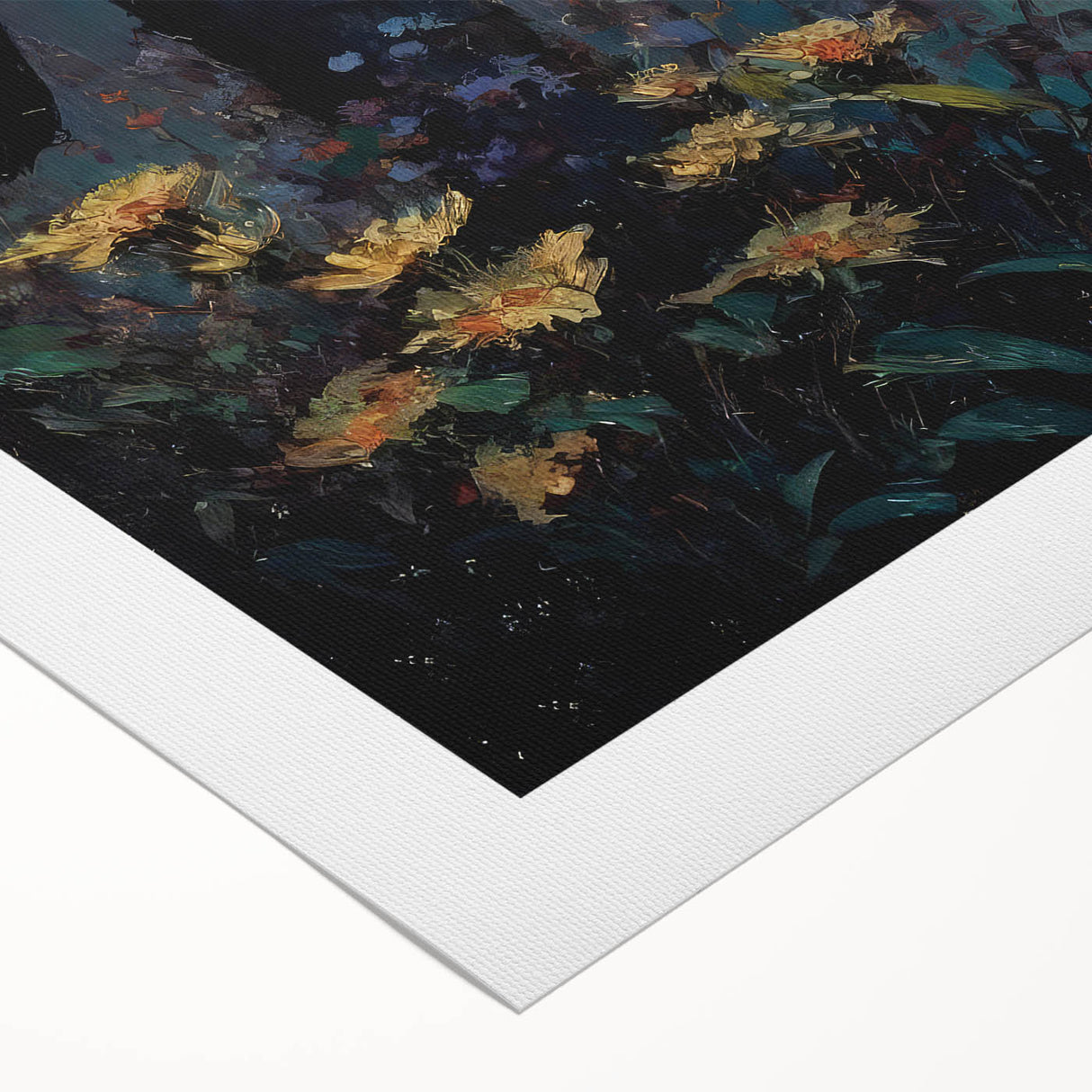 Rolled canvas artwork showcasing a striking design of a crow and raven, featuring intricate details and vibrant colors, ideal for modern home decor.