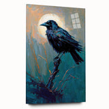 Stunning wall art featuring a crow and raven design, crafted from acrylic glass, showcasing vibrant colors and intricate details, perfect for modern decor.