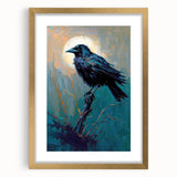 Elegant wall art featuring a crow and raven design in a gold frame with a mat, ideal for enhancing home decor. Perfect for bird lovers and art enthusiasts.