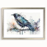 Silver-framed wall art featuring a striking design of crows and ravens, showcasing intricate details and textures, perfect for bird lovers and home decor enthusiasts.