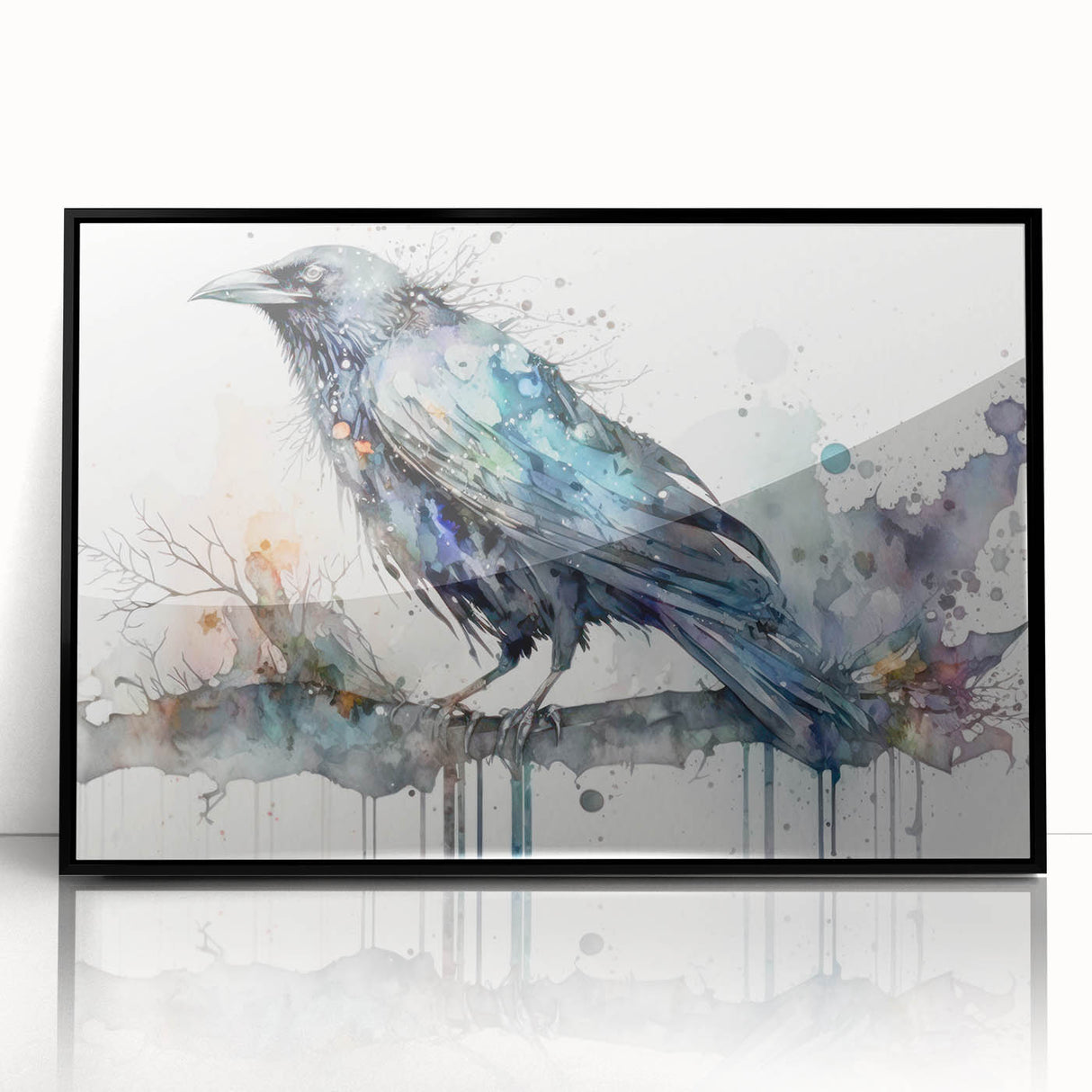 Framed wall art featuring a striking design of crows and ravens in black acrylic, perfect for adding a touch of nature-inspired elegance to any interior decor.