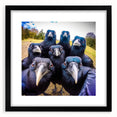 Framed wall art featuring a crow and raven design, set in a sleek black frame with a white mat, showcasing intricate details and contrasting colors for a striking decor piece.